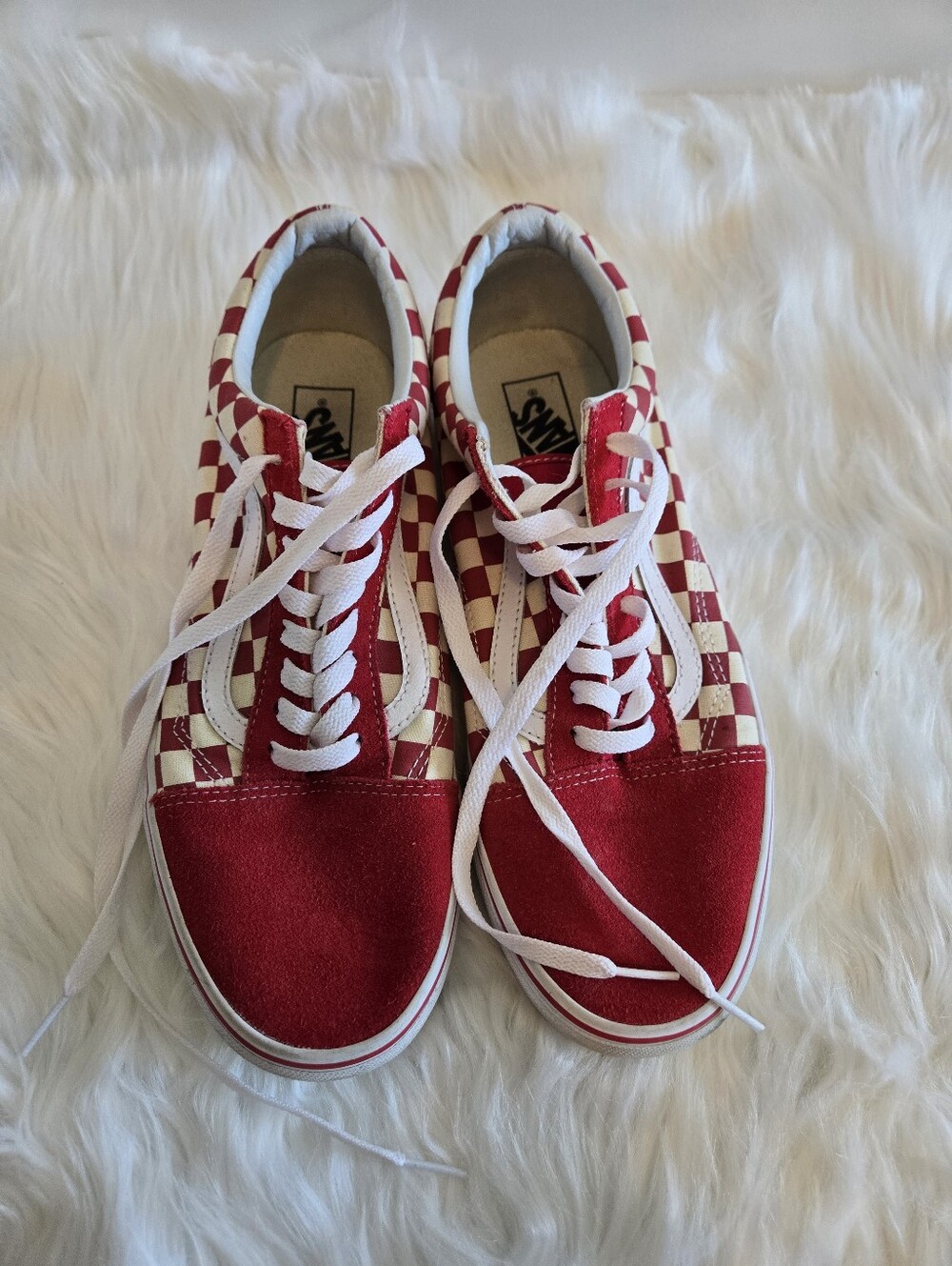 Vans Old Skool Red & White Checkerboard Skate Shoes Men's Size 11